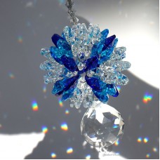 Blue Crystal Glass Suncatcher Rainbow Maker Prisms Drop Gift Rainbow Maker Decor 612957012571  391759087528